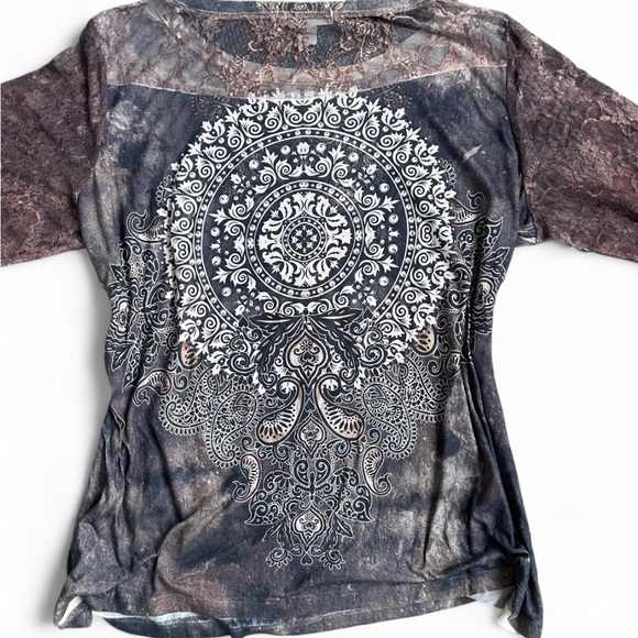 Y2K mandala rhinestone long sleeve - Picture 1 of 4